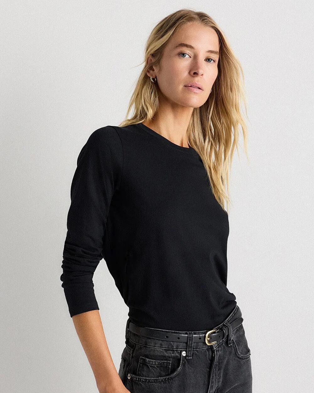 NWT Quince 100% Organic Cotton Long Sleeve Swing Tee True Black - Size: Small